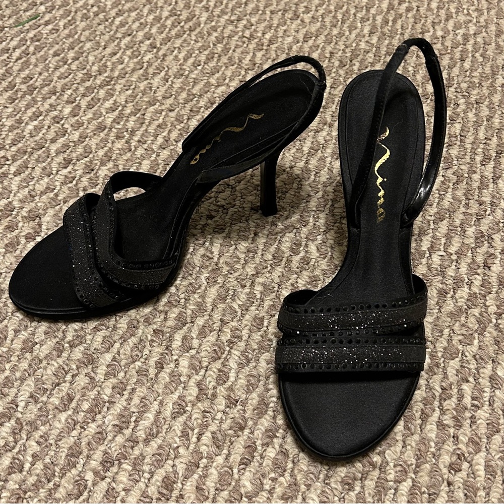 Nina black strappy heels